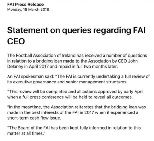 fai press release 2