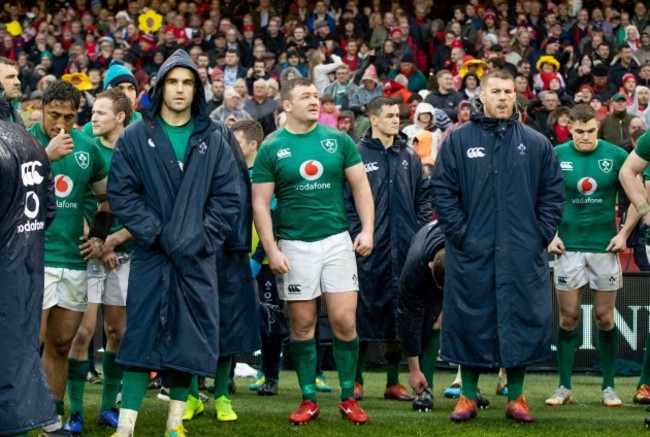 Dejected Ireland players after the game