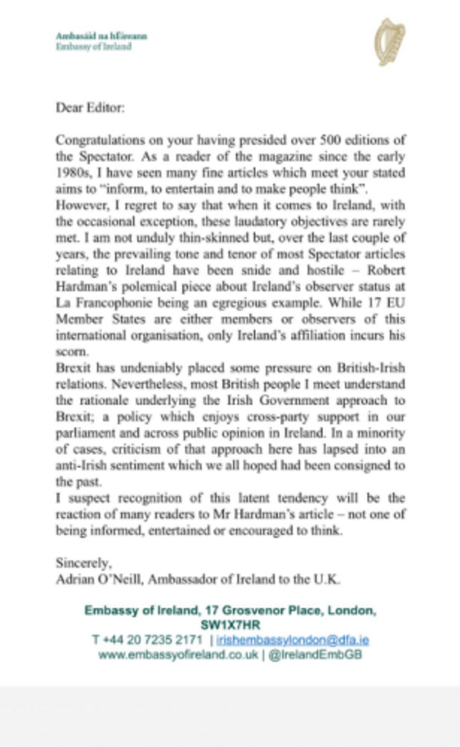 Letter to editor