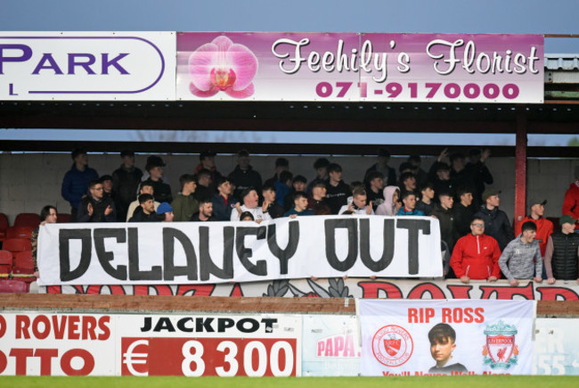 Sligo fans unveil a banner during the first-half