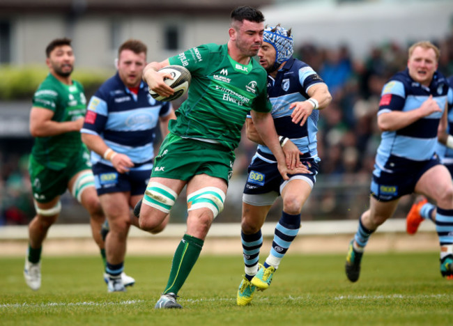 Paul Boyle makes a break to set up the opening try