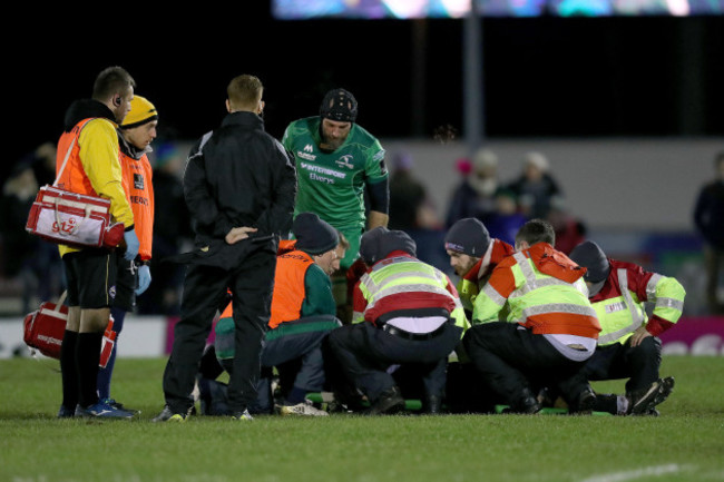 Ciaran Gaffney receives medical attention