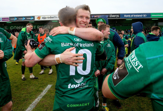 Matt Healy and Jack Carty after the game