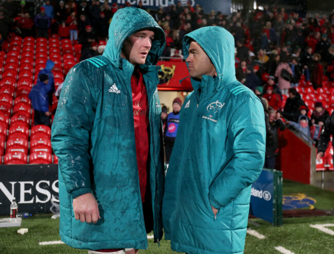 Peter O'Mahony with Johann van Graan after the game