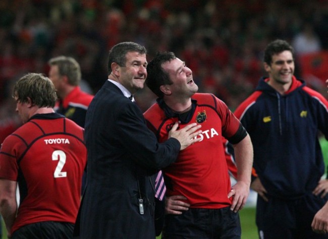 Jerry Holland and Anthony Foley celebrate