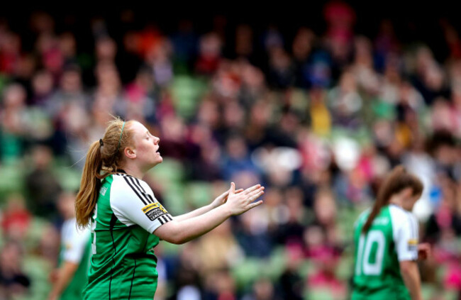 Amber Barrett reacts to a missed chance