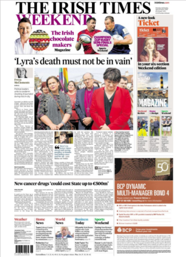 Irish Times front