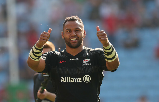 Billy Vunipola celebrates his try