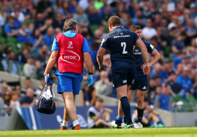 Se&aacute;n Cronin leaves the field injured