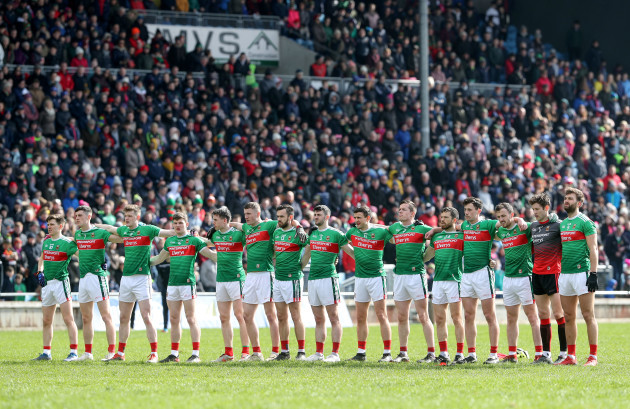 The Mayo team during the National Anthem