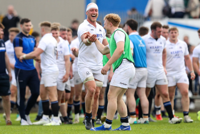 Luke Cahill and Rob Jermyn celebrate after the game