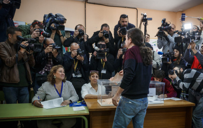 Pablo Iglesias Casts His Vote - Spain