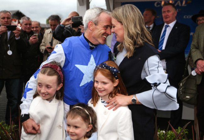 Ruby Walsh with his wife Gillian and daughters Isabelle, Elsa and Gemma after announcing his retirement