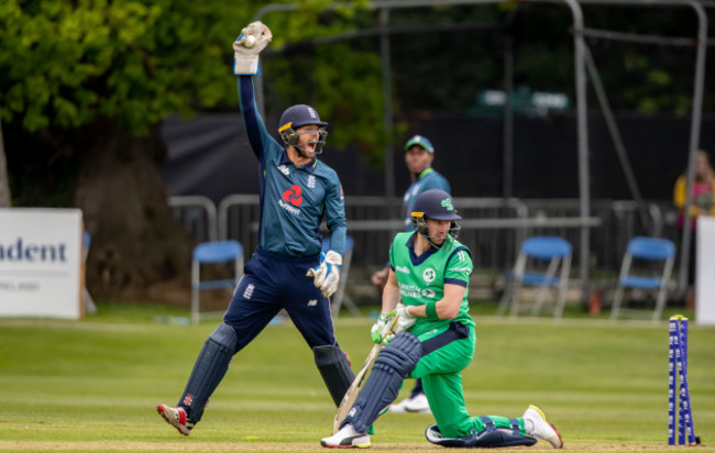 Ben Foakes celebrates as Andrew Balbirnie is stumped