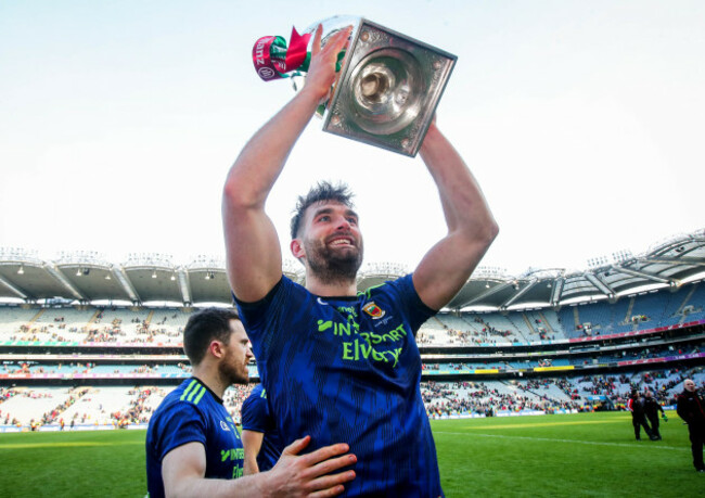Aidan O'Shea celebrates with the trophy