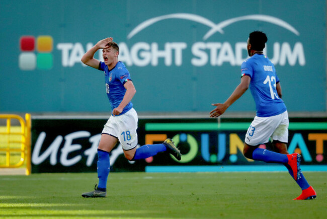 Nicholas Bonfanti celebrates scoring a goal