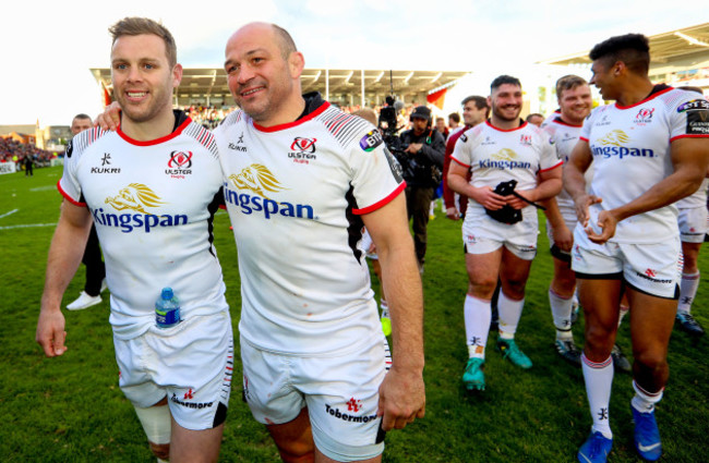 Darren Cave with Rory Best after the game