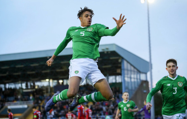 Andrew Omobamidele celebrates scoring his side's first goal