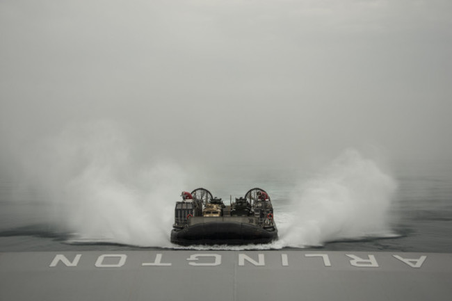 ARABIAN GULF: An LCAC approaches USS Arlington.