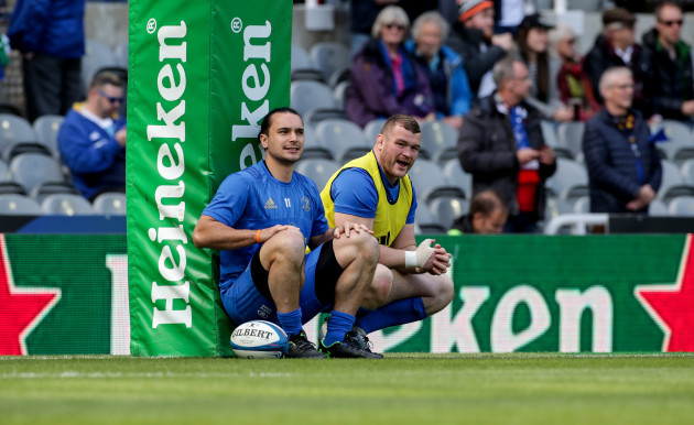 James Lowe and Jack McGrath during the warm up