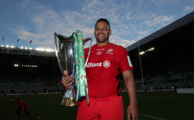 Billy Vunipola celebrates after the game