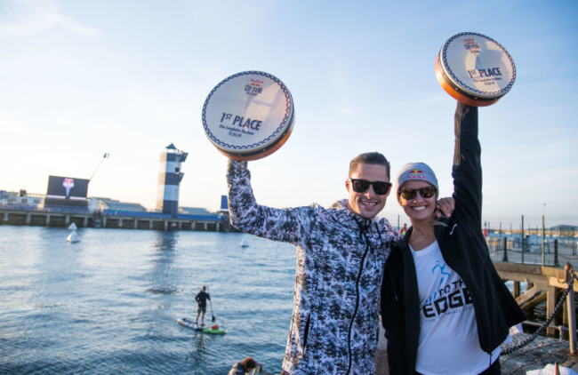 The winners Constantin Popovici and Rhiannan Iffland celebrate