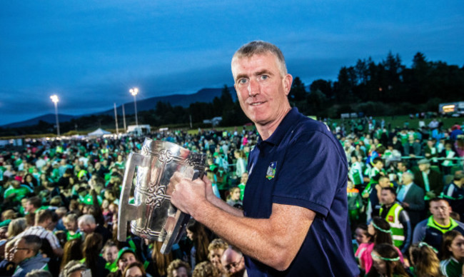 John Kiely brings the Liam McCarthy cup back to his home town of Galbally