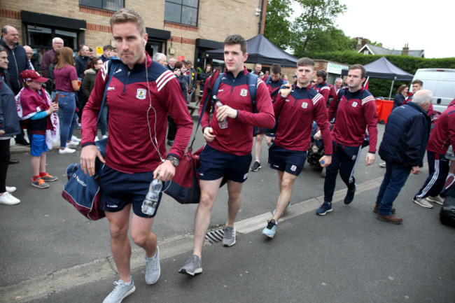 Gary O'Donnell and the Galway team arrive at McGovern Park