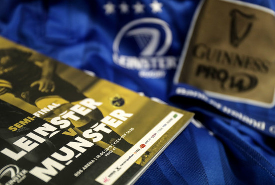 A general view a match day programme and Leinster jersey