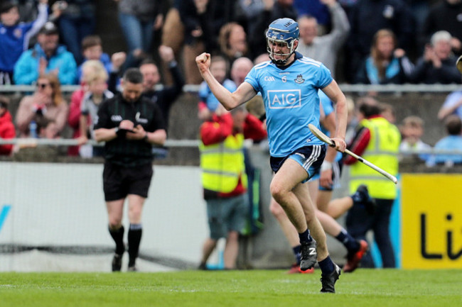 Sean Moran celebrates scoring a goal