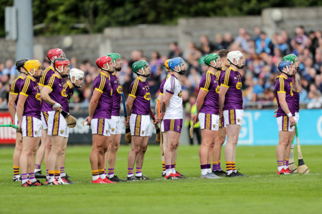 The Wexford team stand for the National Anthem