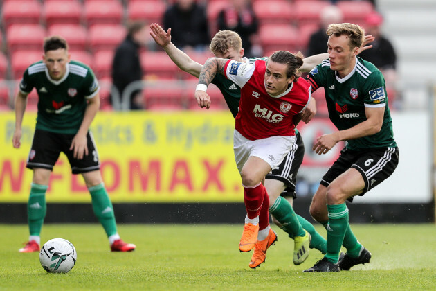 Rhys McCabe with Aidy Delap and Greg Sloggett