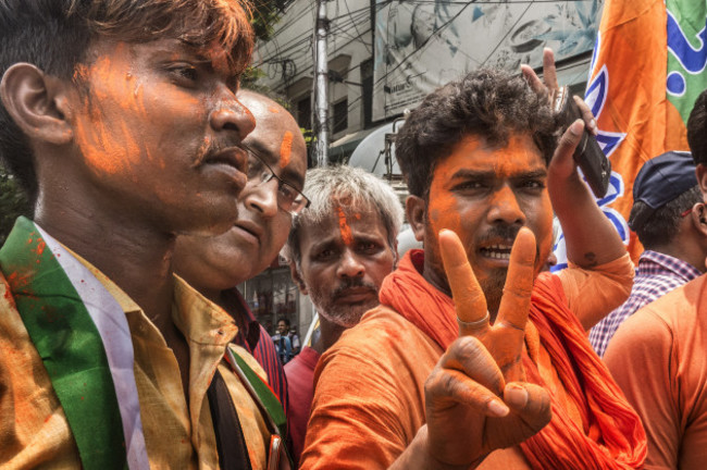 INDIA-KOLKATA-ELECTION-BJP-CELEBRATION