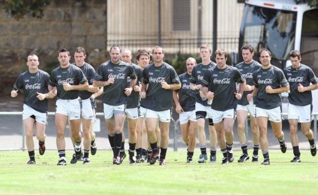 The Ireland players go for a jog