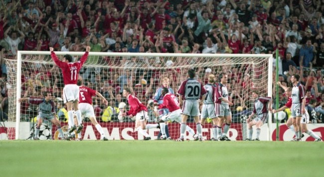 firo: 26.05.1999 Football, 1998/1999 Champions League: Final Manchester United - FC Bayern Munich, Munich, Munich