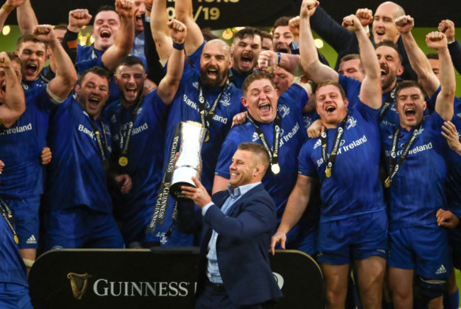 Sean O'Brien celebrates with teammates after winning the Guinness PRO14 Final