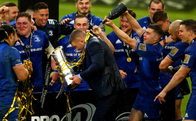 Sean O'Brien and Luke McGrath celebrate with the trophy