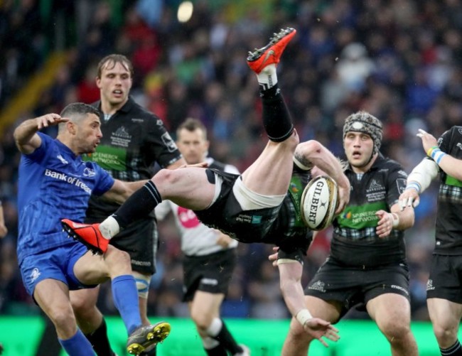 Rob Kearney tackles Stuart Hogg resulting in a yellow card