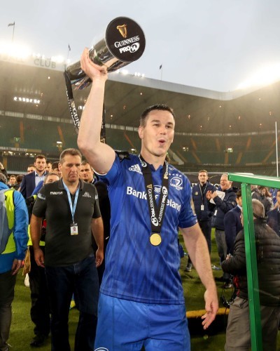 Johnny Sexton celebrates after winning the Guinness PRO14 Final