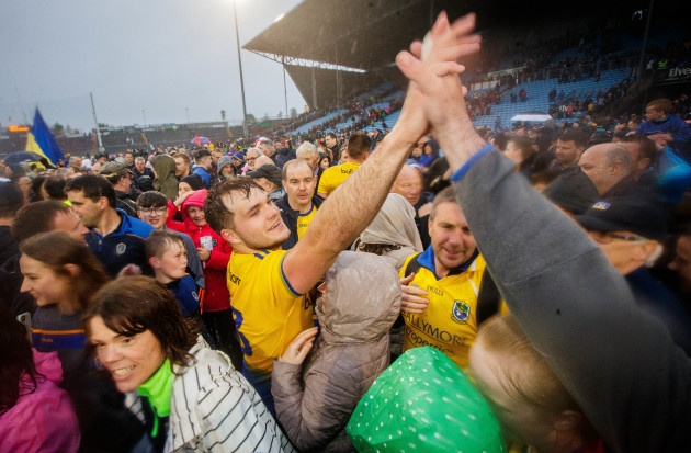 Ultan Harney celebrates with fans