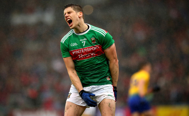 Lee Keegan reacts to a missed chance