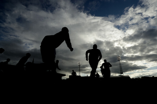 A view of Cork City players during the warm-up