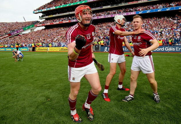 Conor Whelan, Jason Flynn and Davey Glennon celebrate