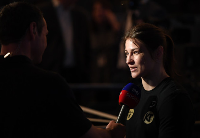 Katie Taylor is interviewed by Sky Sports