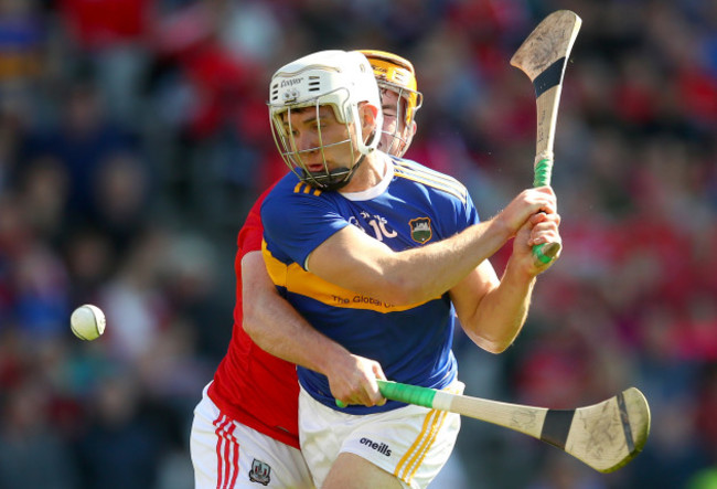 Niall O' Leary tackle Niall O’Meara of Tipperary which resulted in a penalty