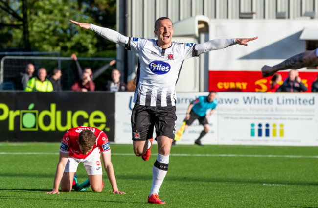 John Mountney celebrates scoring a goal in the first minute of the game