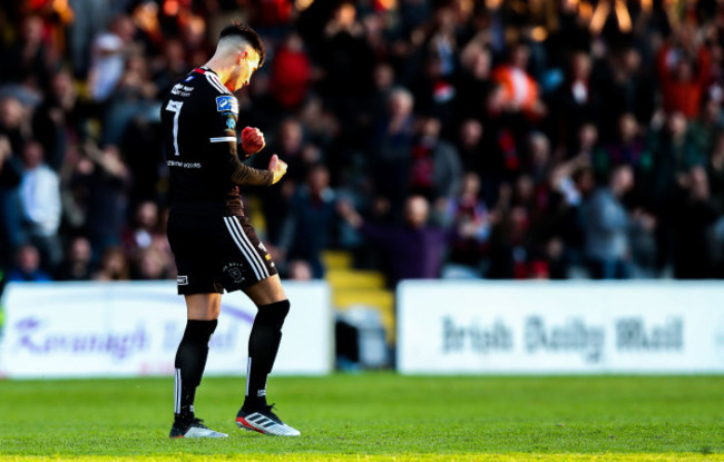 Daniel Mandroiu celebrates scoring a goal