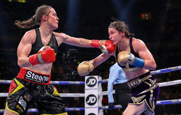Delfine Persoon lands a punch on Katie Taylor