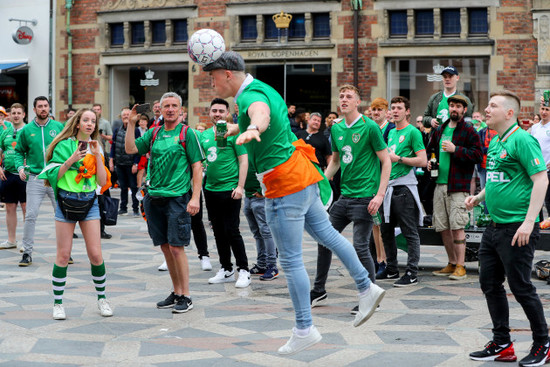 Ireland fans enjoy a game of heads and volleys