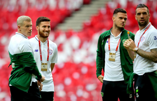 James McClean, Matt Doherty, Kevin Long and Shane Duffy before the game